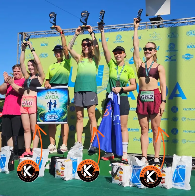 Grupo de alunas da assessoria de corrida Karina Franzin unidas após treino